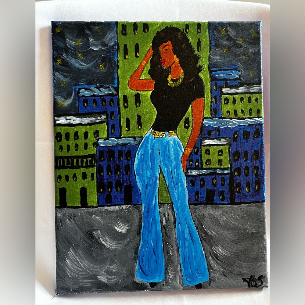 “Sis in the City”, Hand Painted Wall Art.